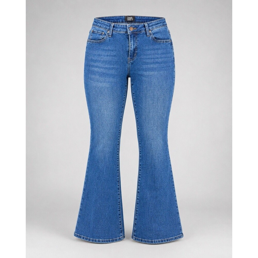 Simple Society Womens Jeans 13/31 Blue Stretch Flare Bootcut Denim Y2K